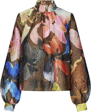 Gathered Long Sleeve Top, 2258 Crinkled Textured Poly