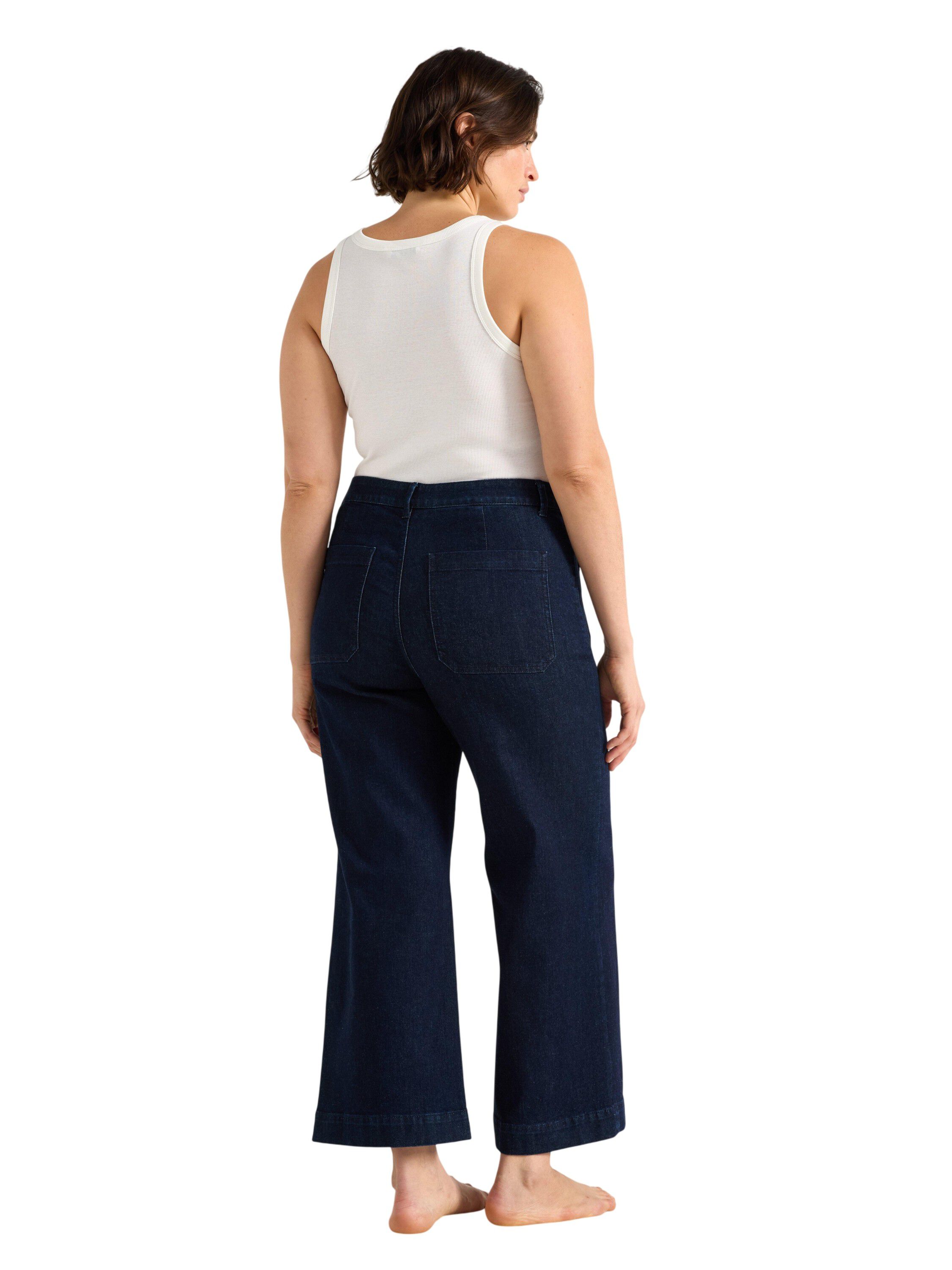 Jeans med h&oslash;y midje i bomullsdenim