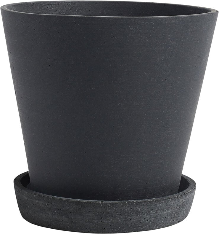 Flowerpot with Saucer-Large-Black