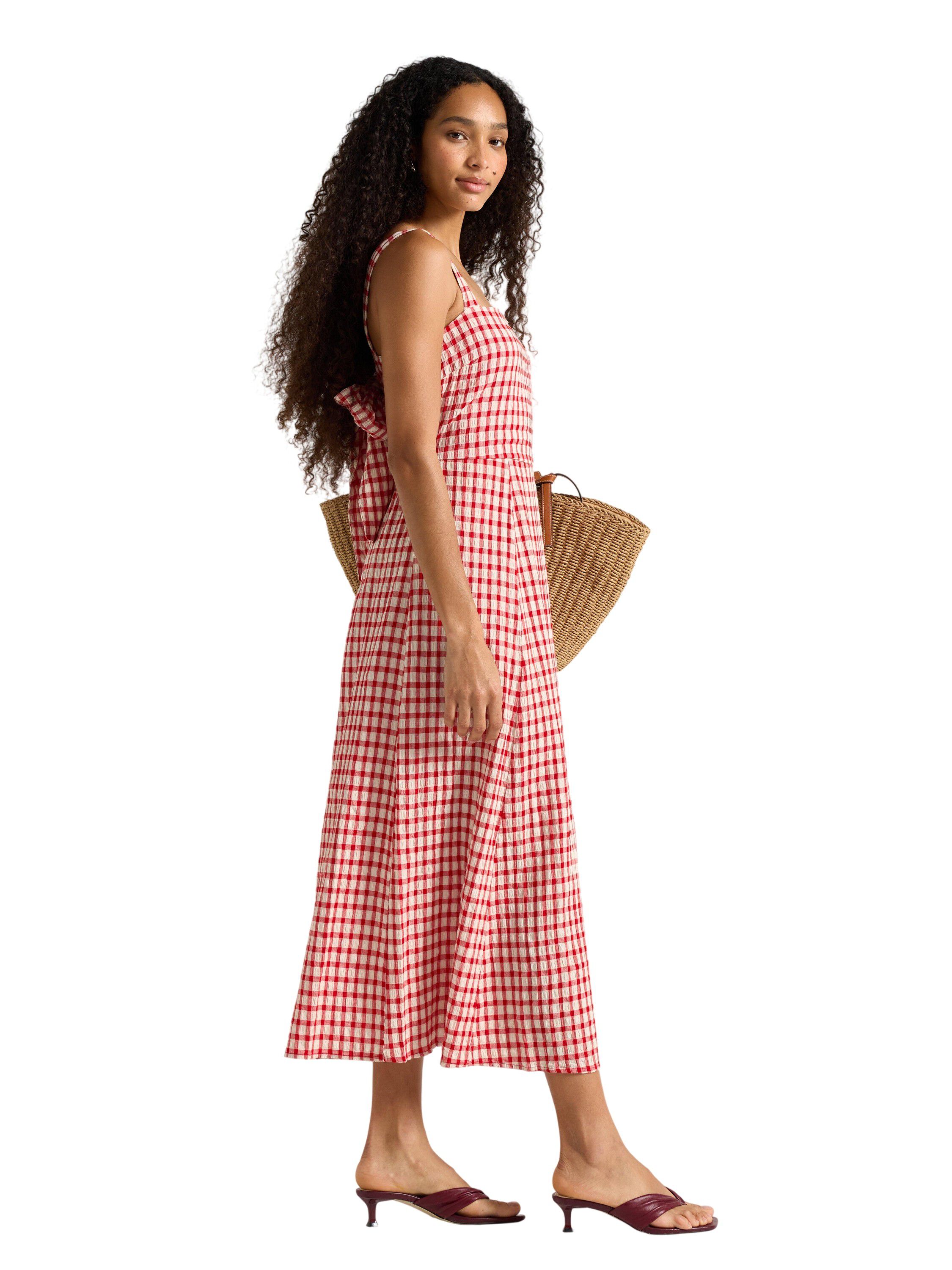 Woven midi dress with open back and