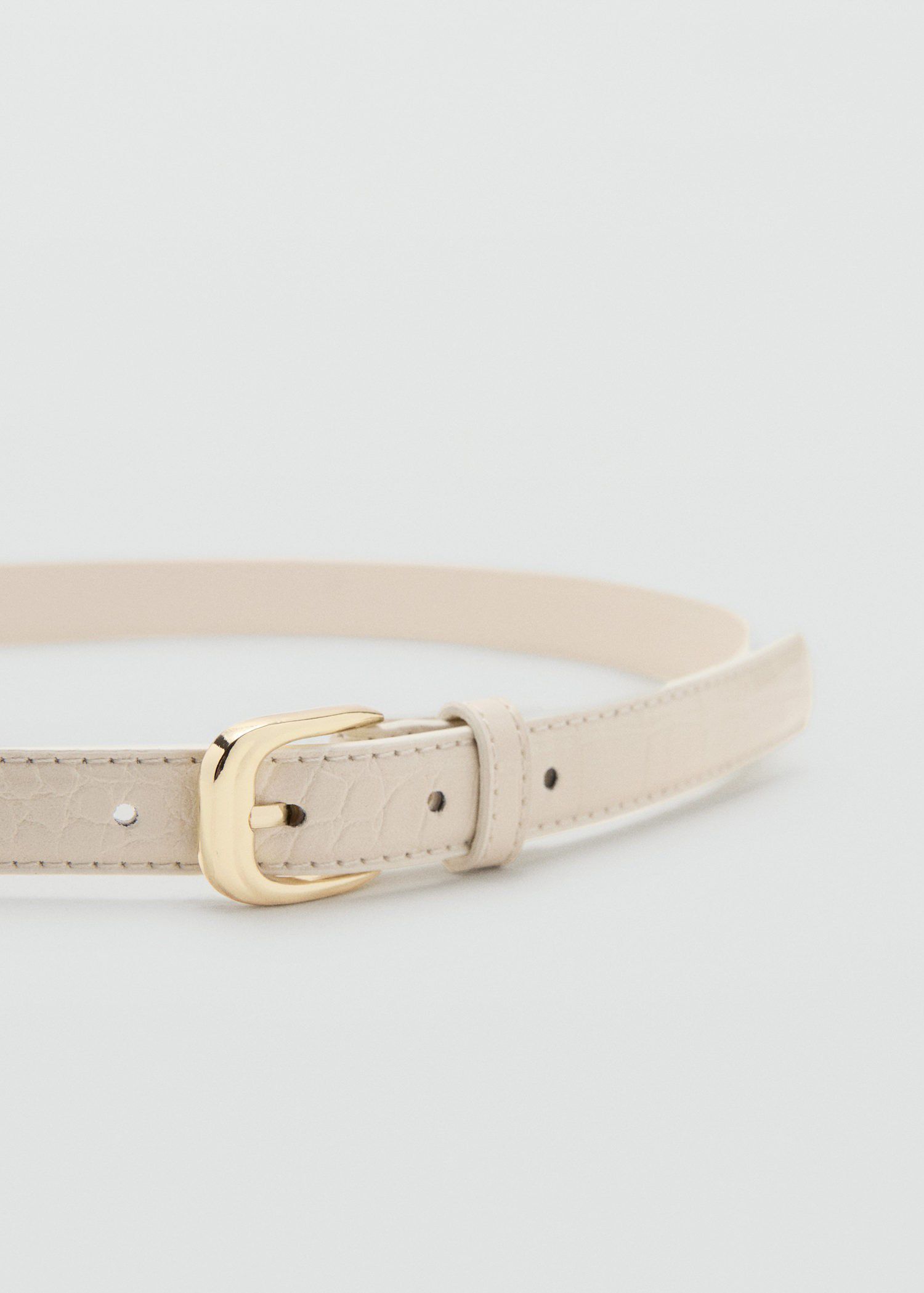 Thin faux crocodile leather belt