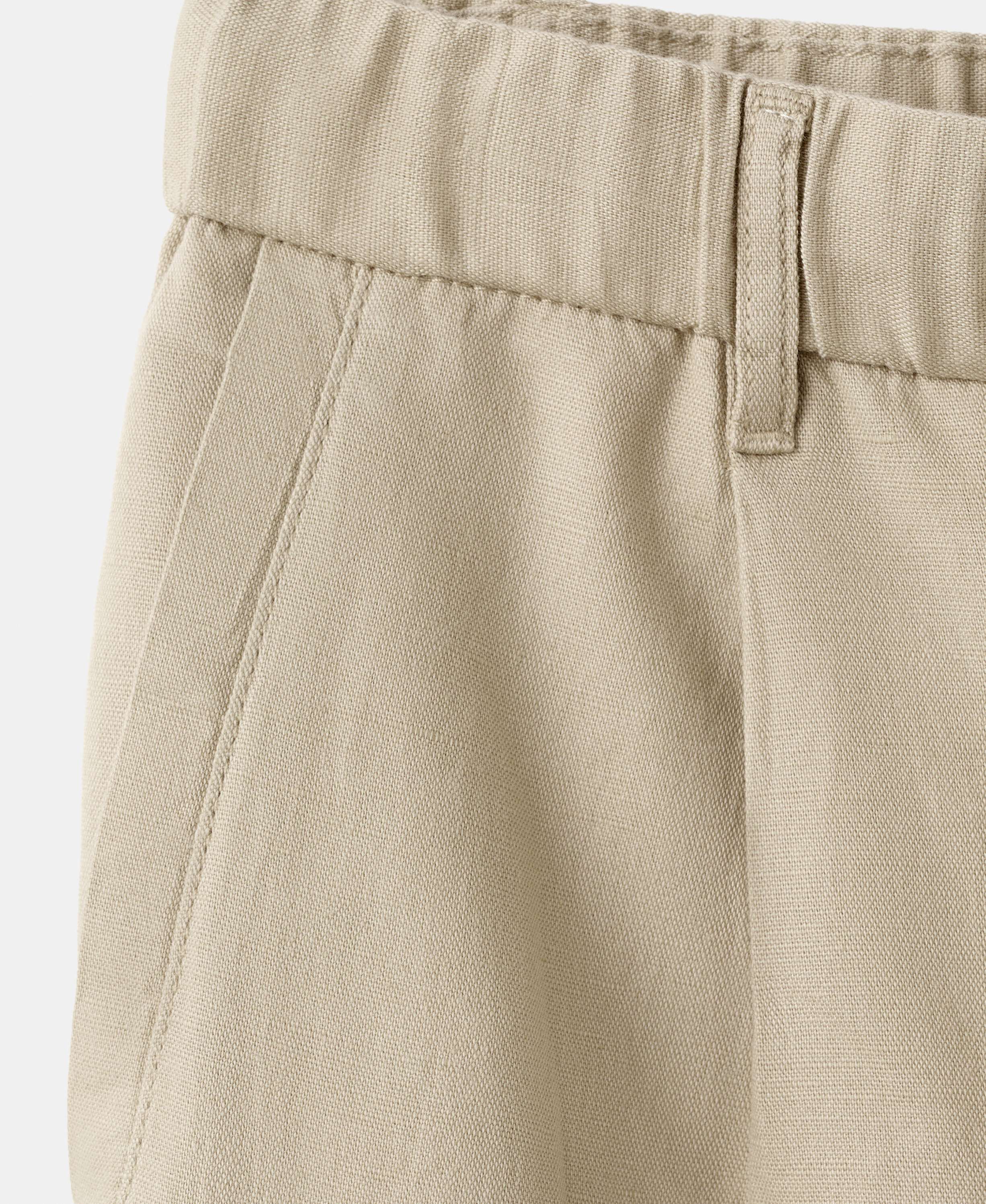 Slim fit cropped linen-cotton trous