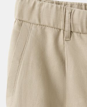 Slim fit cropped linen-cotton trous