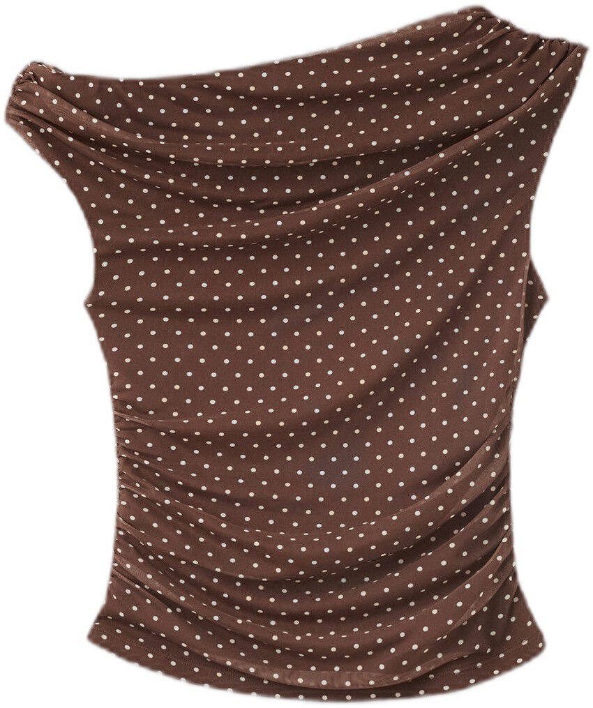 Asymmetric polka dot top