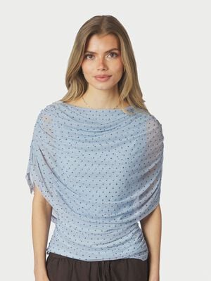 Cottuna Dot Drapy Mesh Top