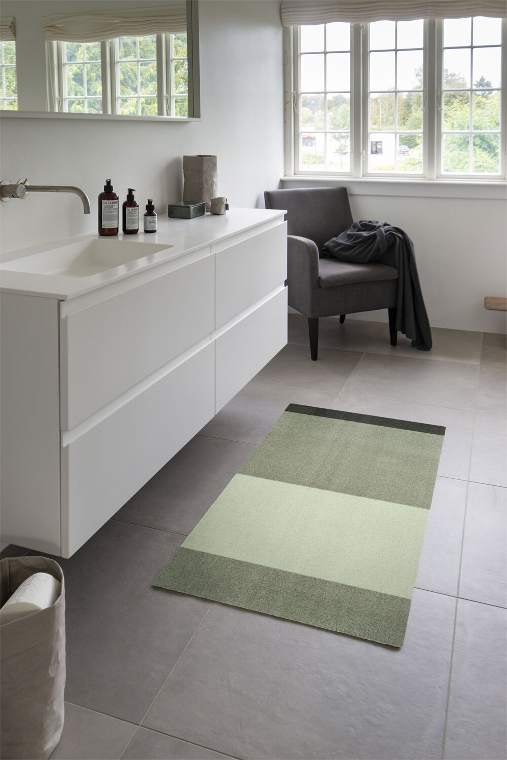 L&oslash;ber, 67x120 cm, stripes-horizon lys/st&oslash;vet og m&oslash;rkegr&oslash;n