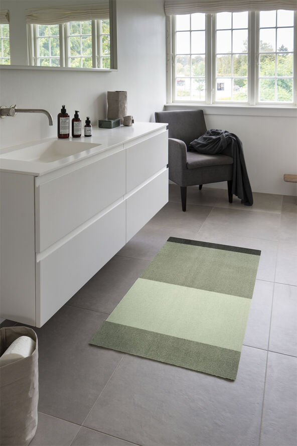 Løber, 67x120 cm, stripes-horizon lys/støvet og mørkegrøn