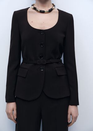 Suit jacket with belt