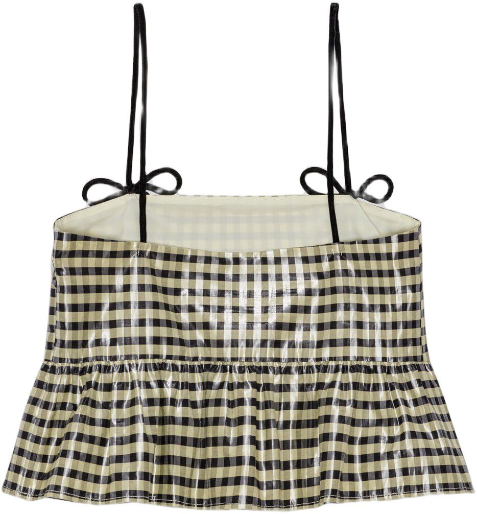 Shiny Check Jacquard Top