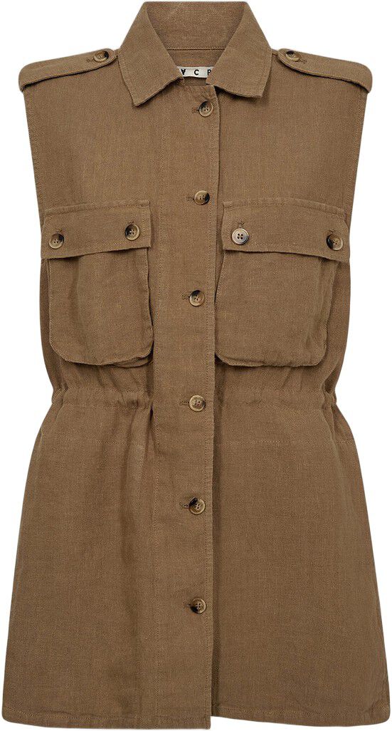 IVY-Violet Linen Sleeveless Jacket