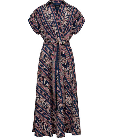 Paisley Belted Crepe de Chine Shirtdress