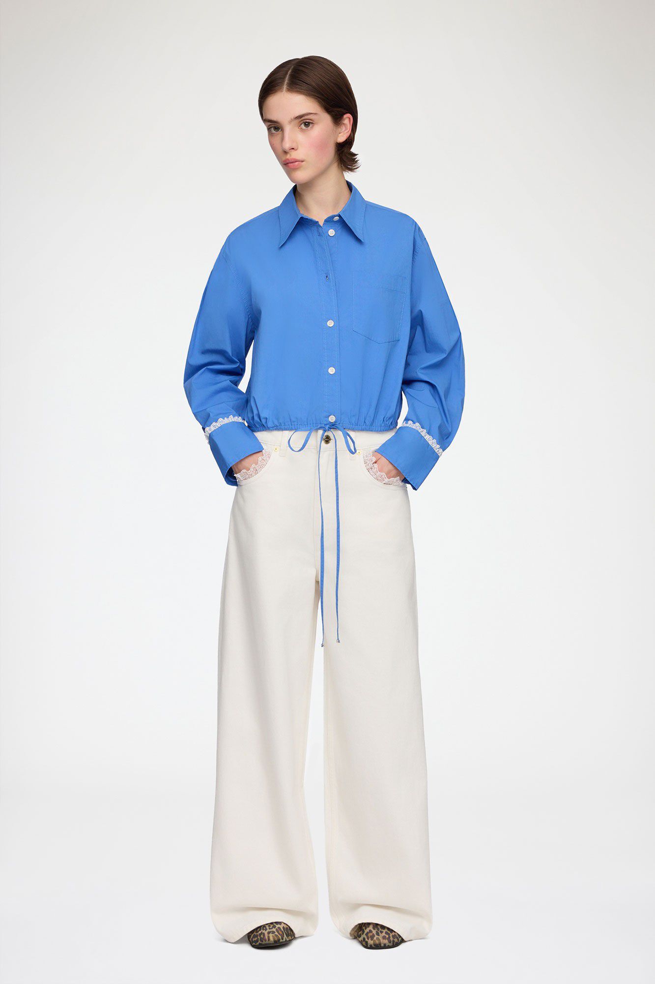 Stretch Cotton Cropped Bowling Shir