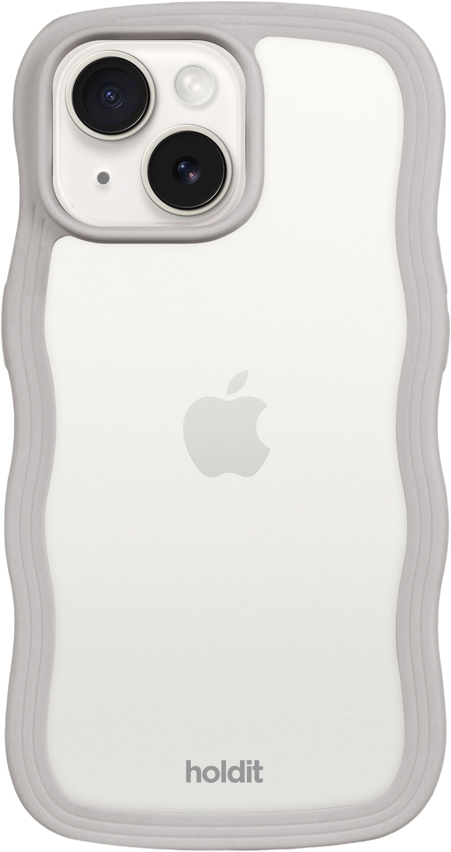 Wavy Case iPhone 16e/15/14/13 Wool Gray/Transparent