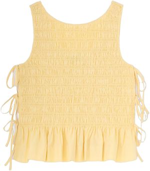 Cotton Poplin Smock Tie String Top
