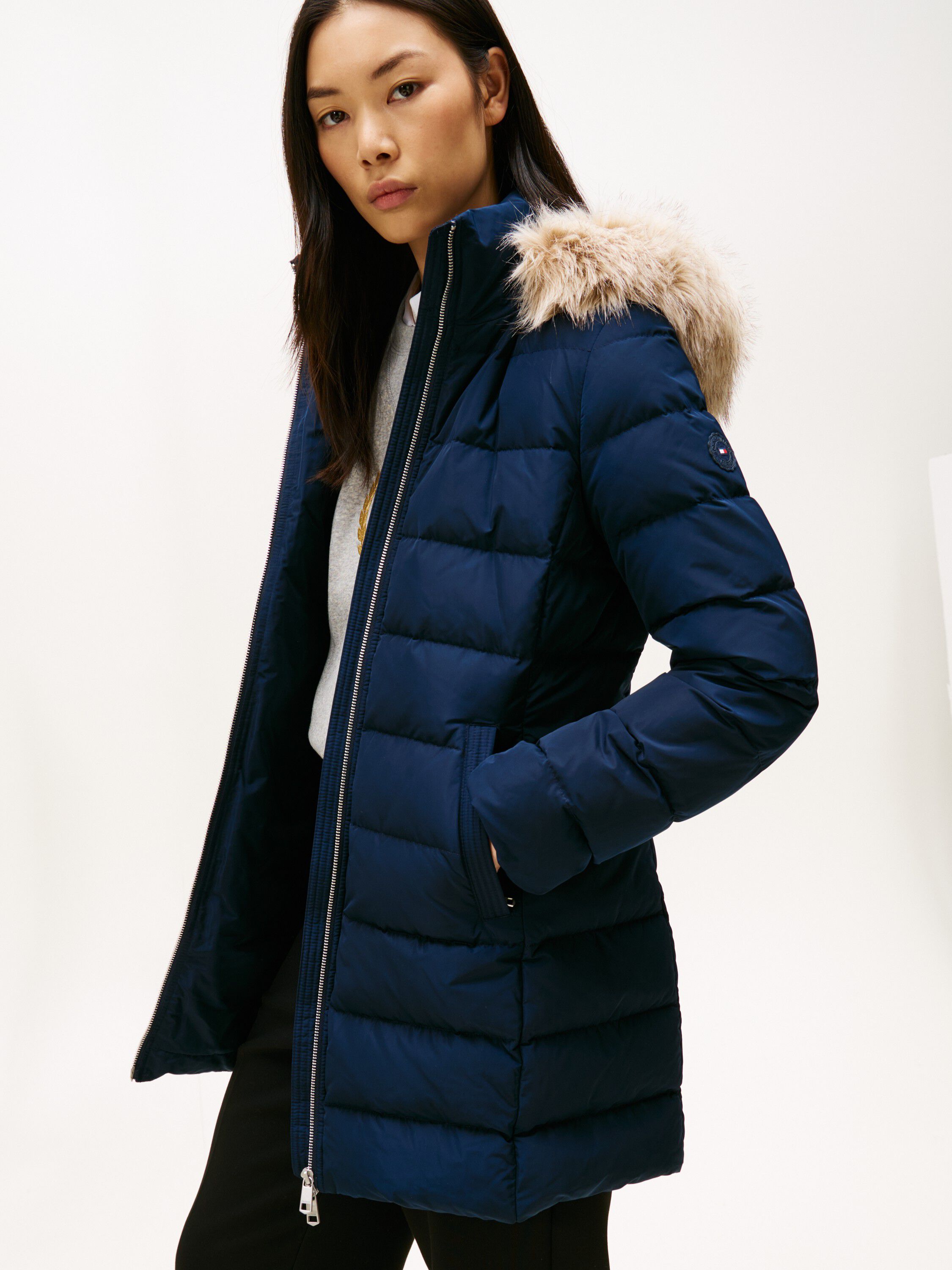 MW DOWN SLIM COAT WITH FUR