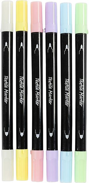 Tekstiltusch, streg 2,3+3,6 mm, 6 stk.