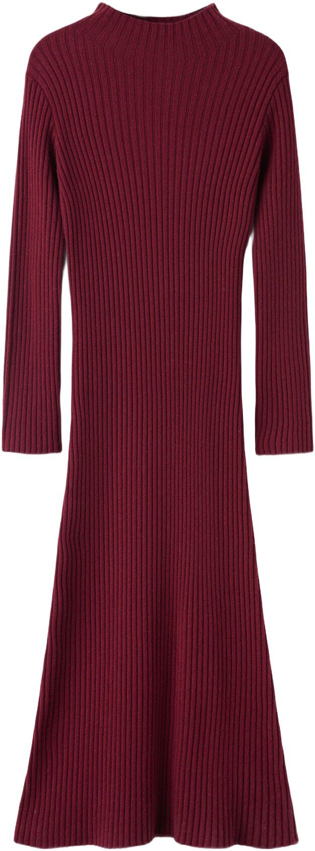 Perkins-neck ribbed dress