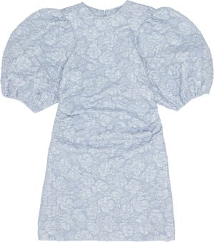 Stretch Jacquard Puff Sleeves Mini