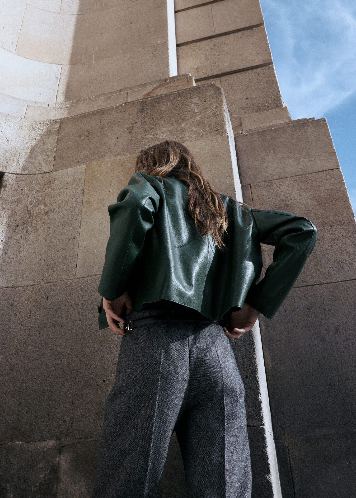 Faux-leather jacket with pockets