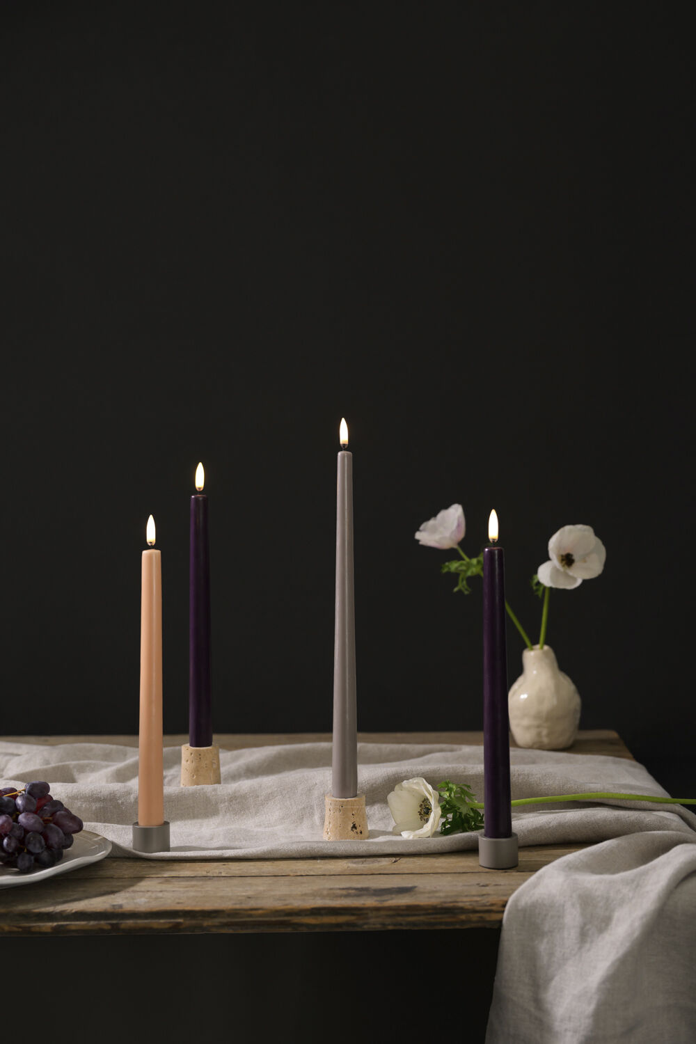 Travertine Candleholder taper, S, Desert beige, 2-pack, 3,5x