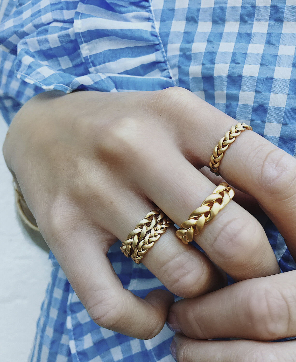 Big Braided Ring, gold-plated sterling silver - 46
