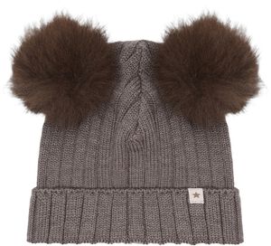 Hat Knit Alpaca Pompoms