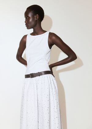 Embroidered lace flared dress