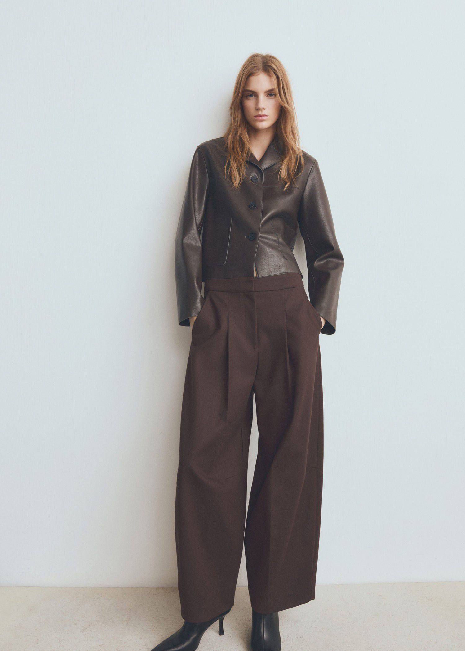 Faux-leather jacket with pockets