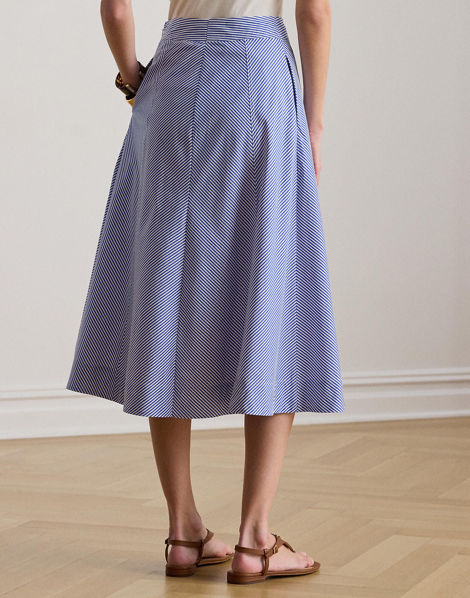 Striped Paneled Cotton Broadcloth Skirt