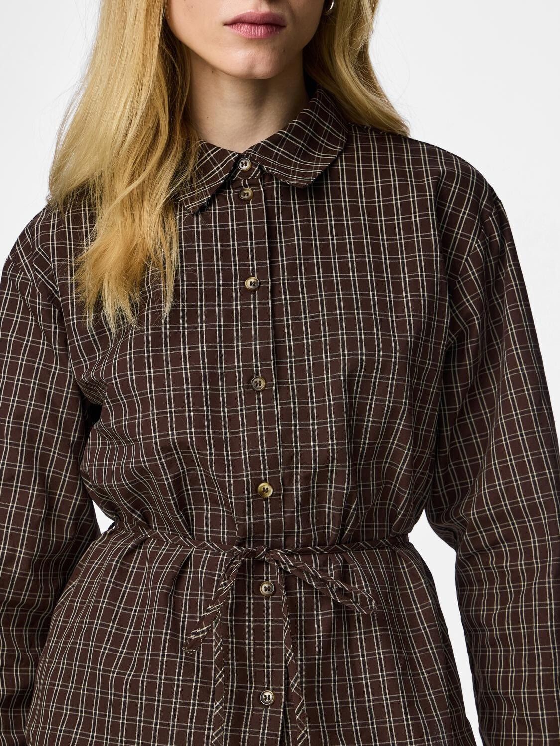 PCMAYA LS TIE DETAIL CHECK SHIRT WV