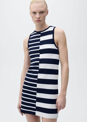 Knitted dress with combined stripes