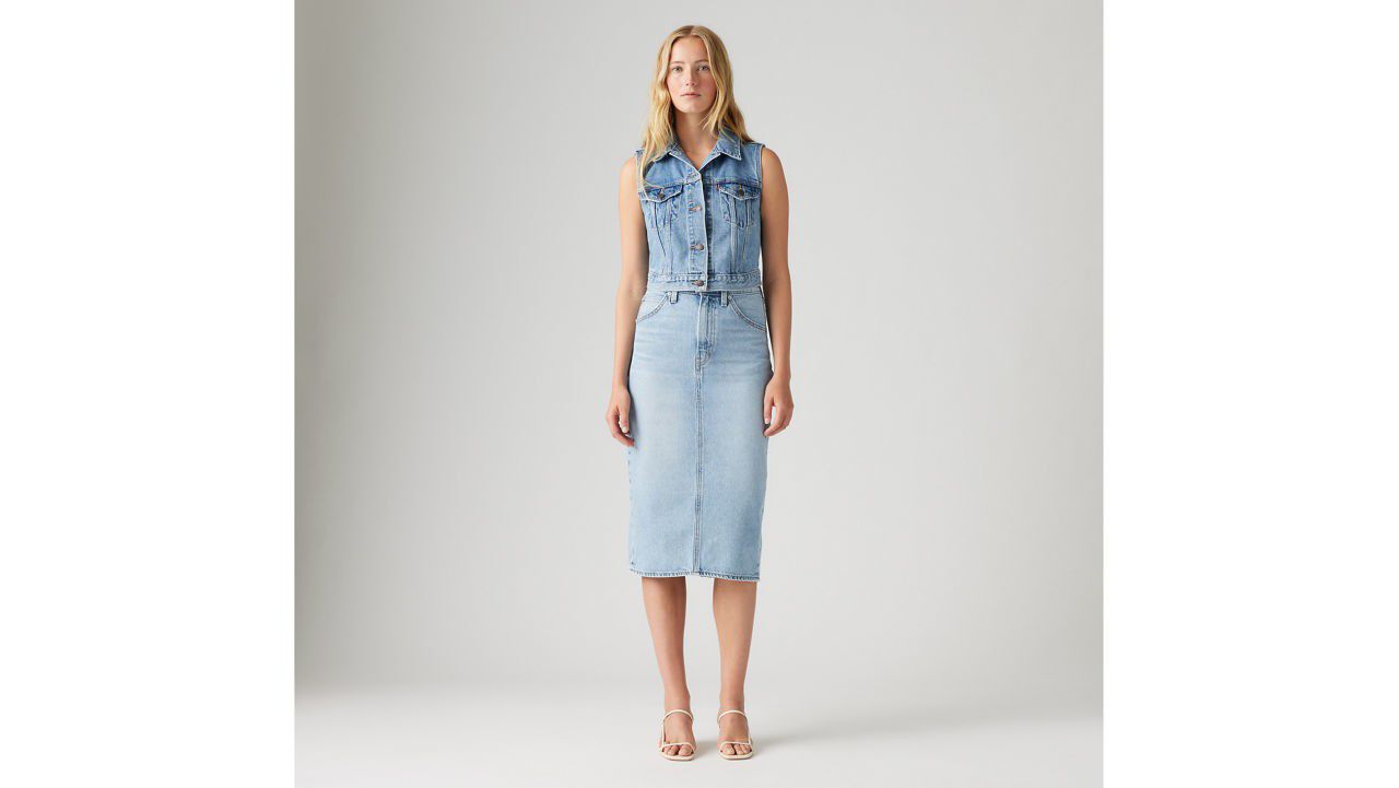 High Rise Back Slit Skirt