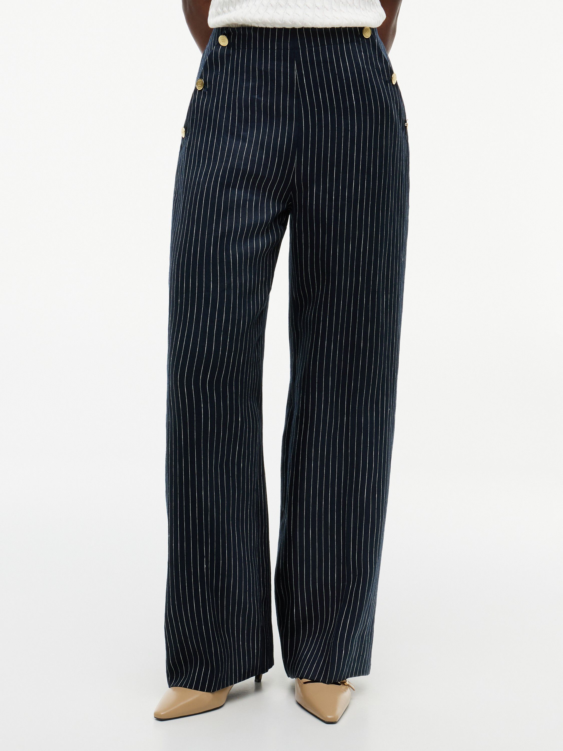 LINEN NAUTICAL STRIPE GB WIDELEG
