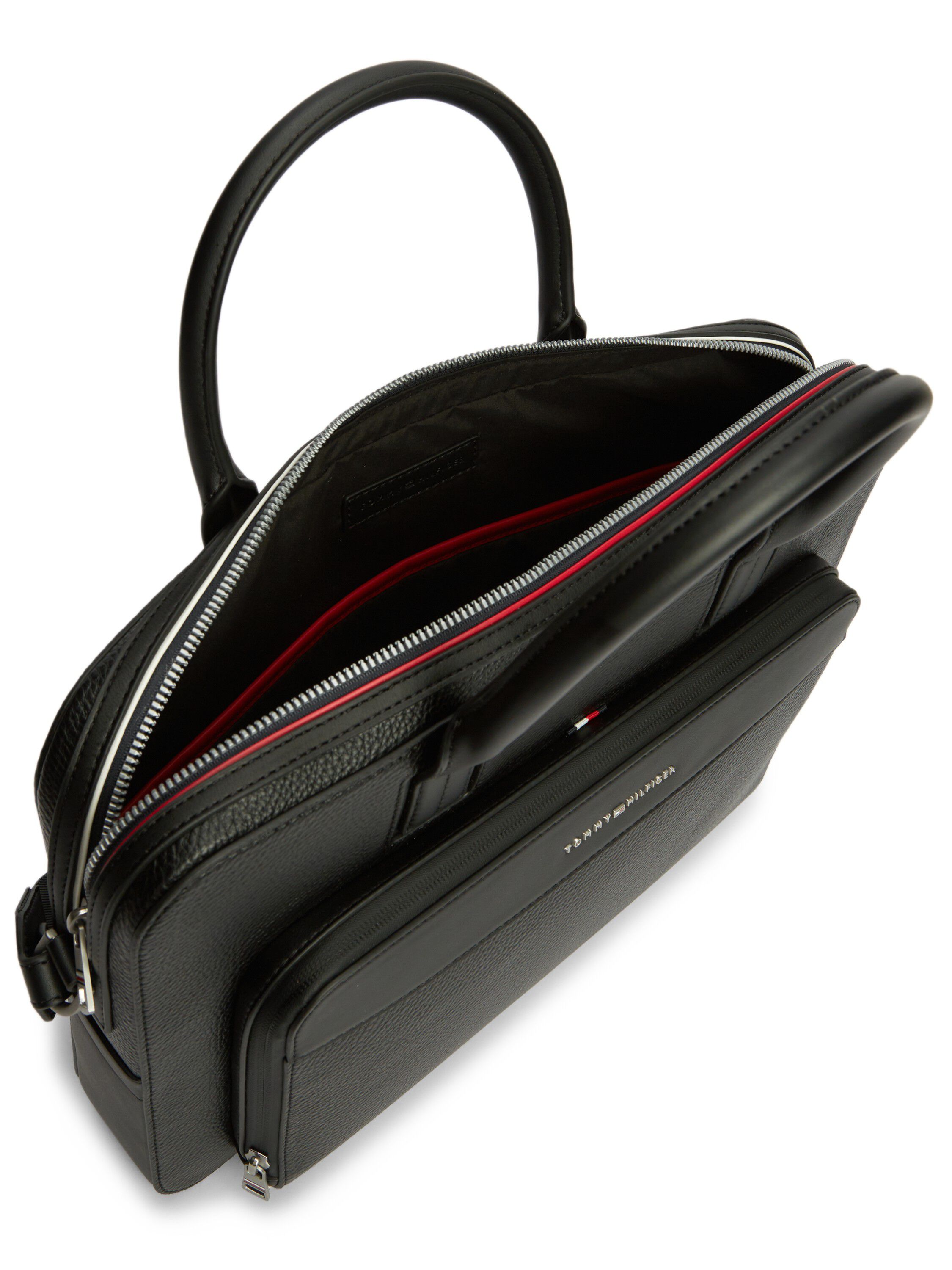 Metal Logo Textured Slim Laptop Bag
