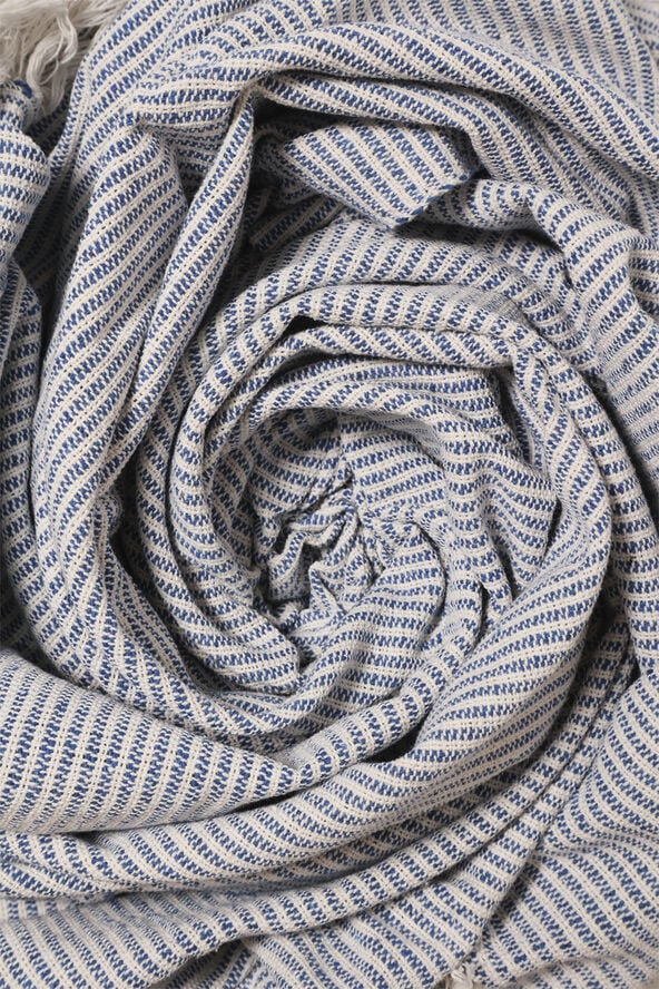 Plaid, Vævet-Royal Blå/Natur, 130x180 cm