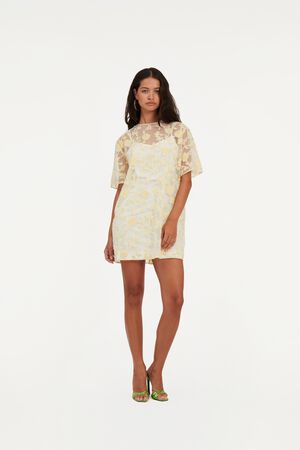 FLOWER BEADS BOXY DRESS