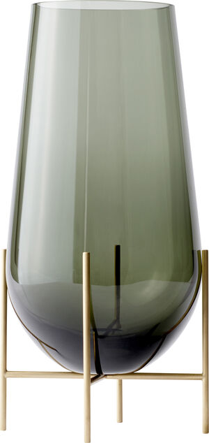 Echasse Vase, L, Smoke/Brushed Bras