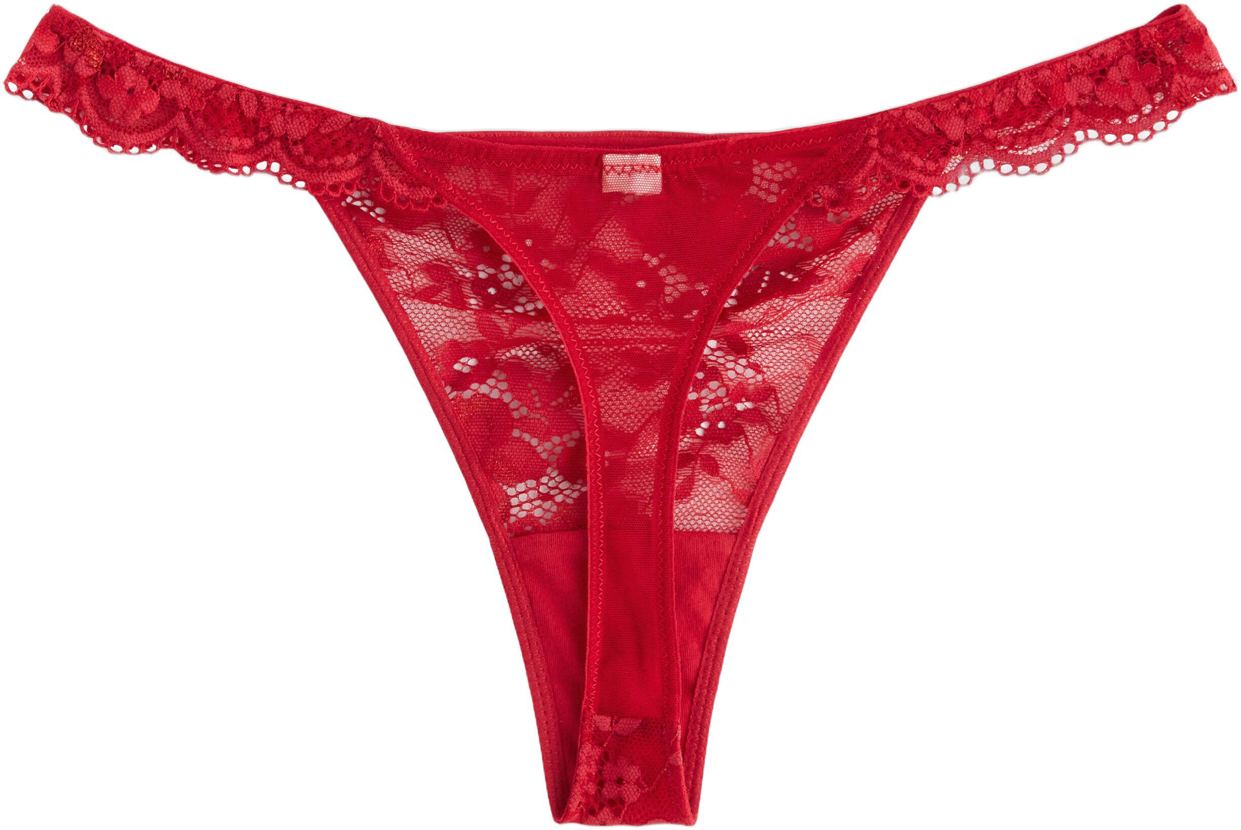 Thong in lace with a low waist and
