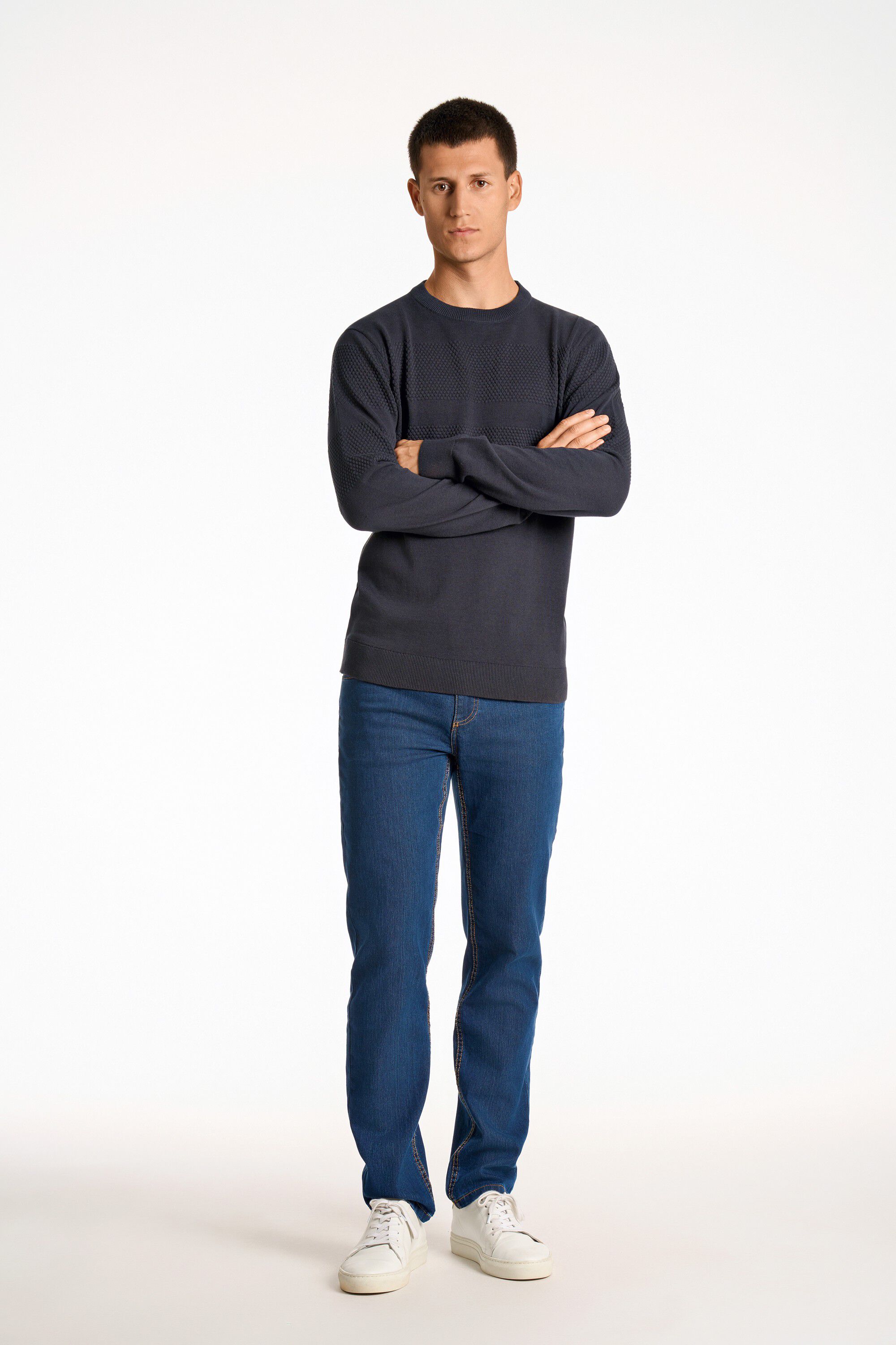 Purl knit o-neck jumper