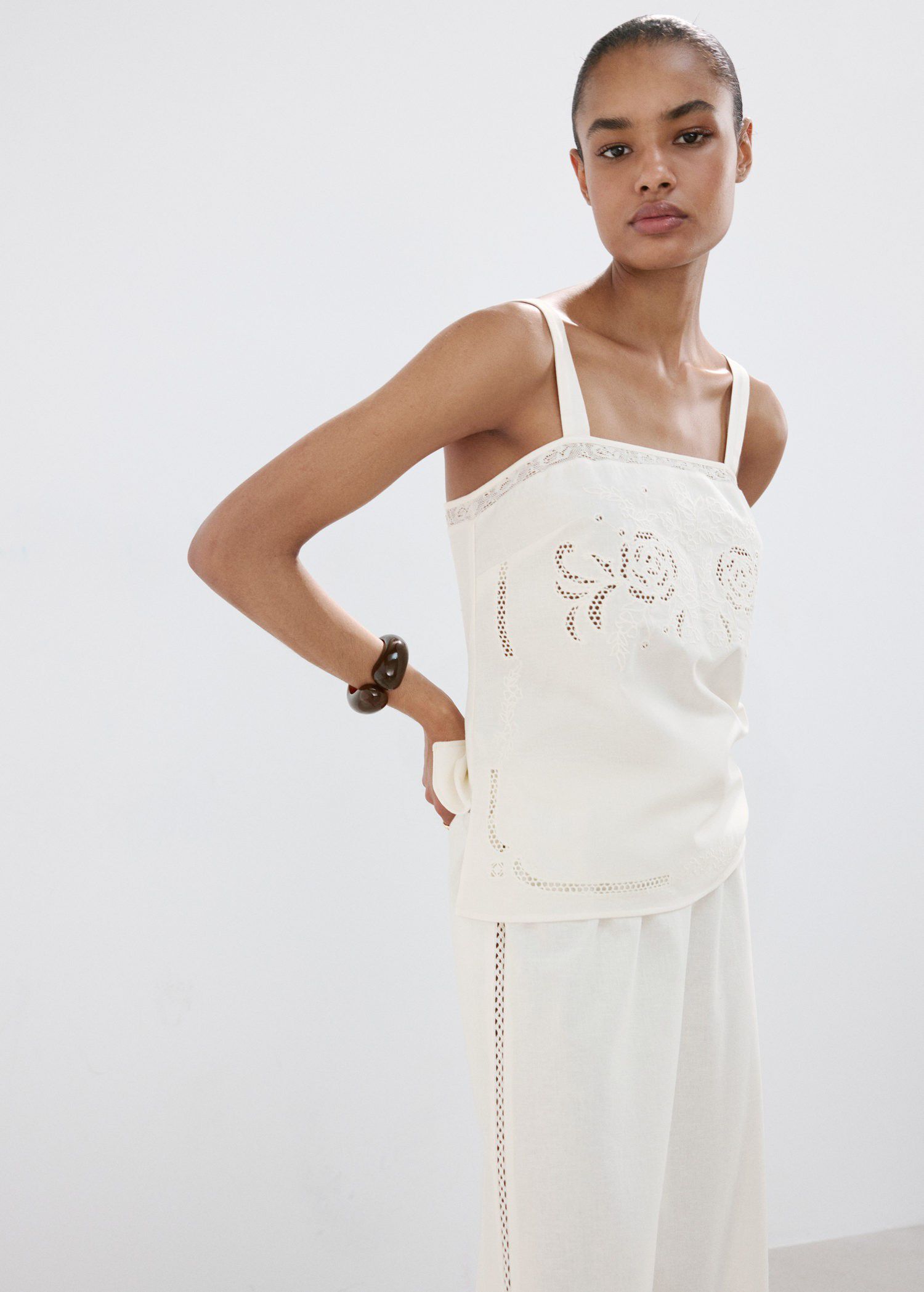 Embroidered broderie anglaise top