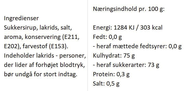 Sirup med smag af s&oslash;d lakrids