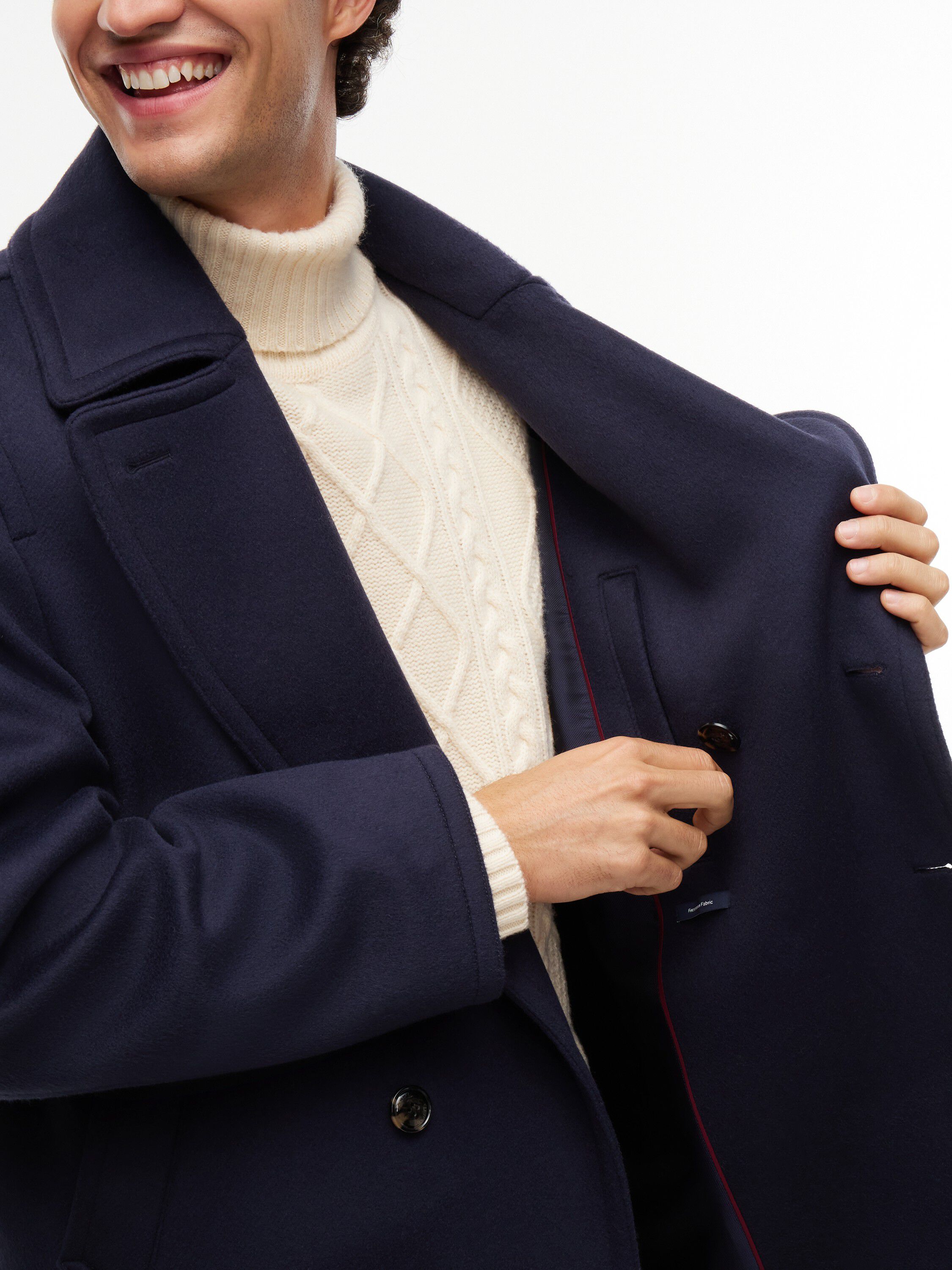 New York Label Wool Blend Relaxed Peacoat