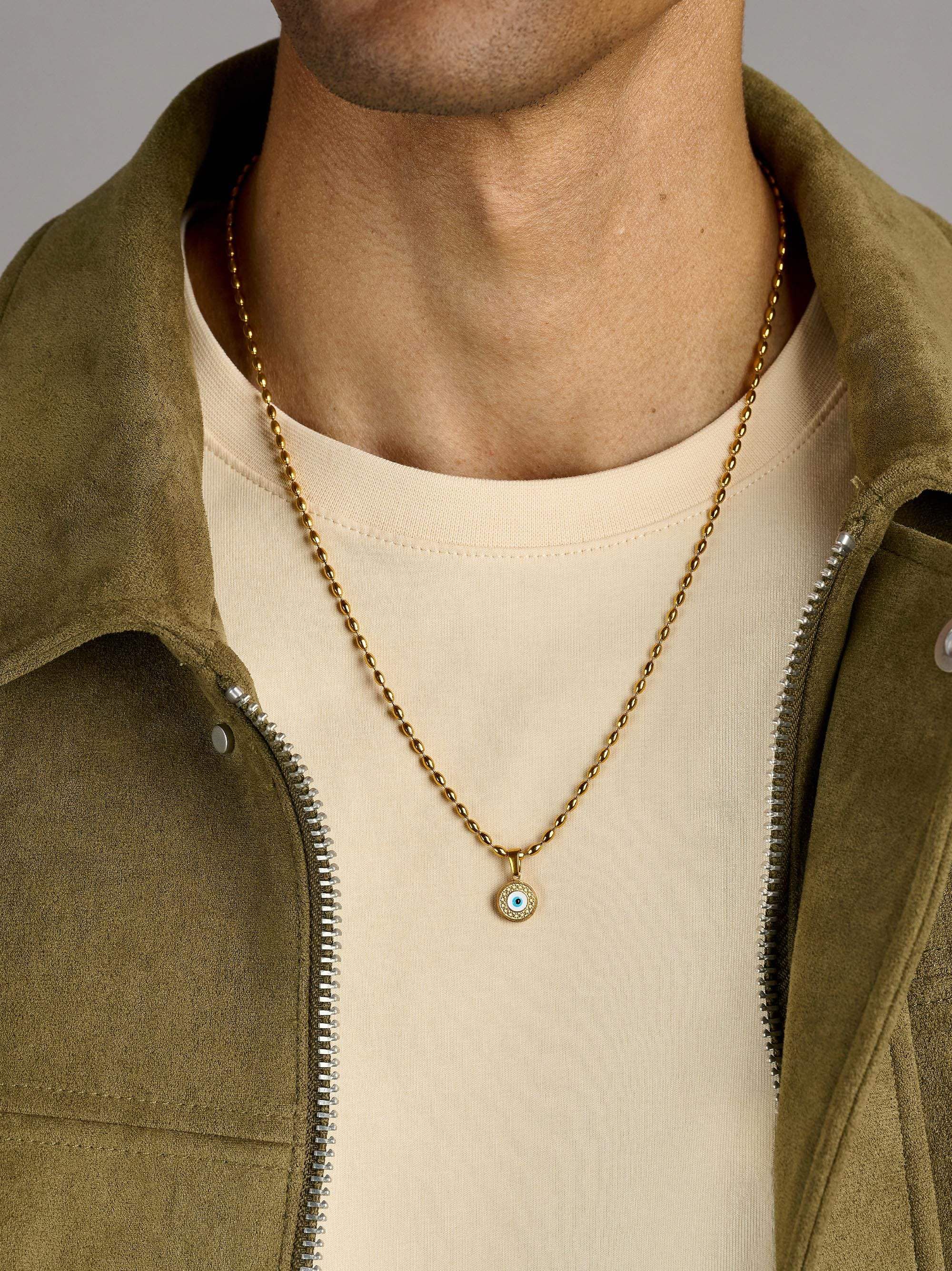 Gold Evil Eye Beaded Chain Necklace
