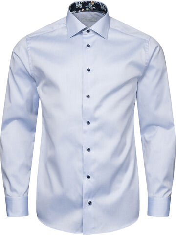 Slim Fit White Signature Twill Shirt - Floral Contrast Details