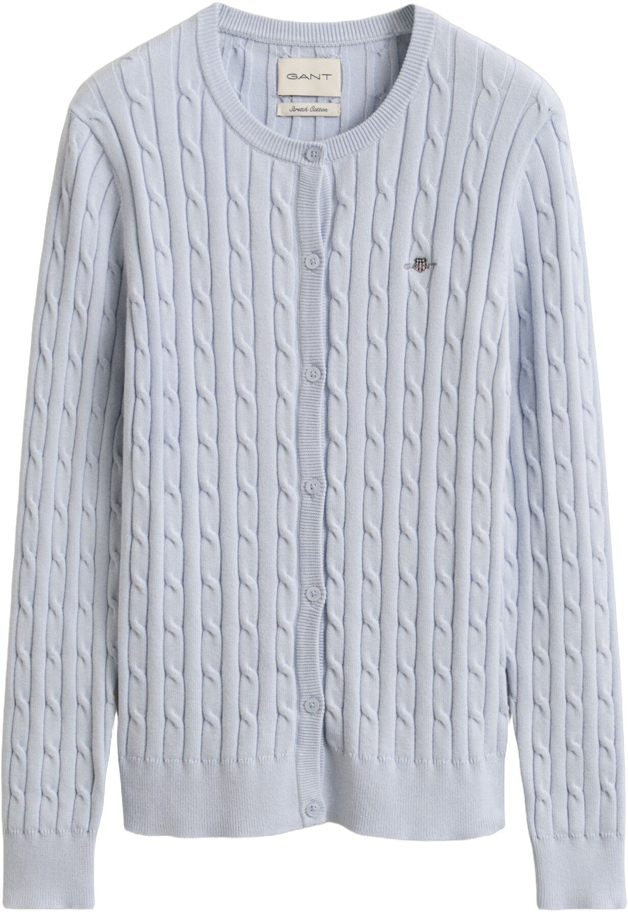 STRETCH COTTON CABLE CARDIGAN