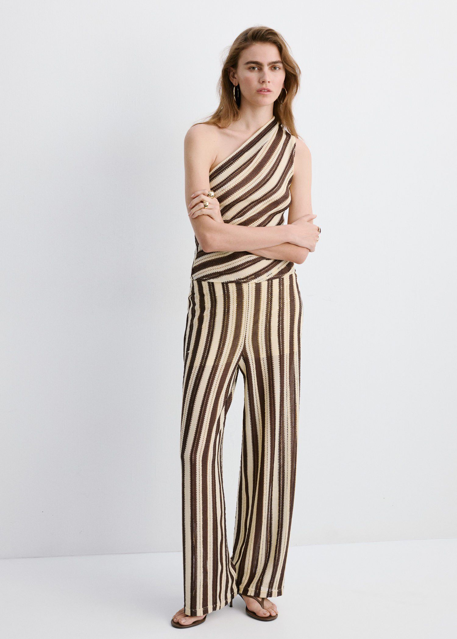 Striped asymmetrical top