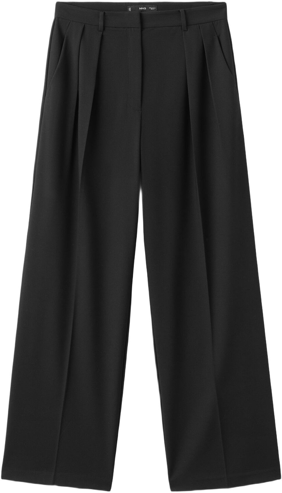 Wide-leg mid-rise pleated trousers