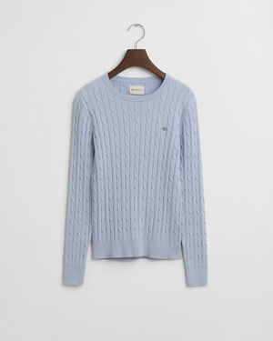 STRETCH COTTON CABLE C-NECK