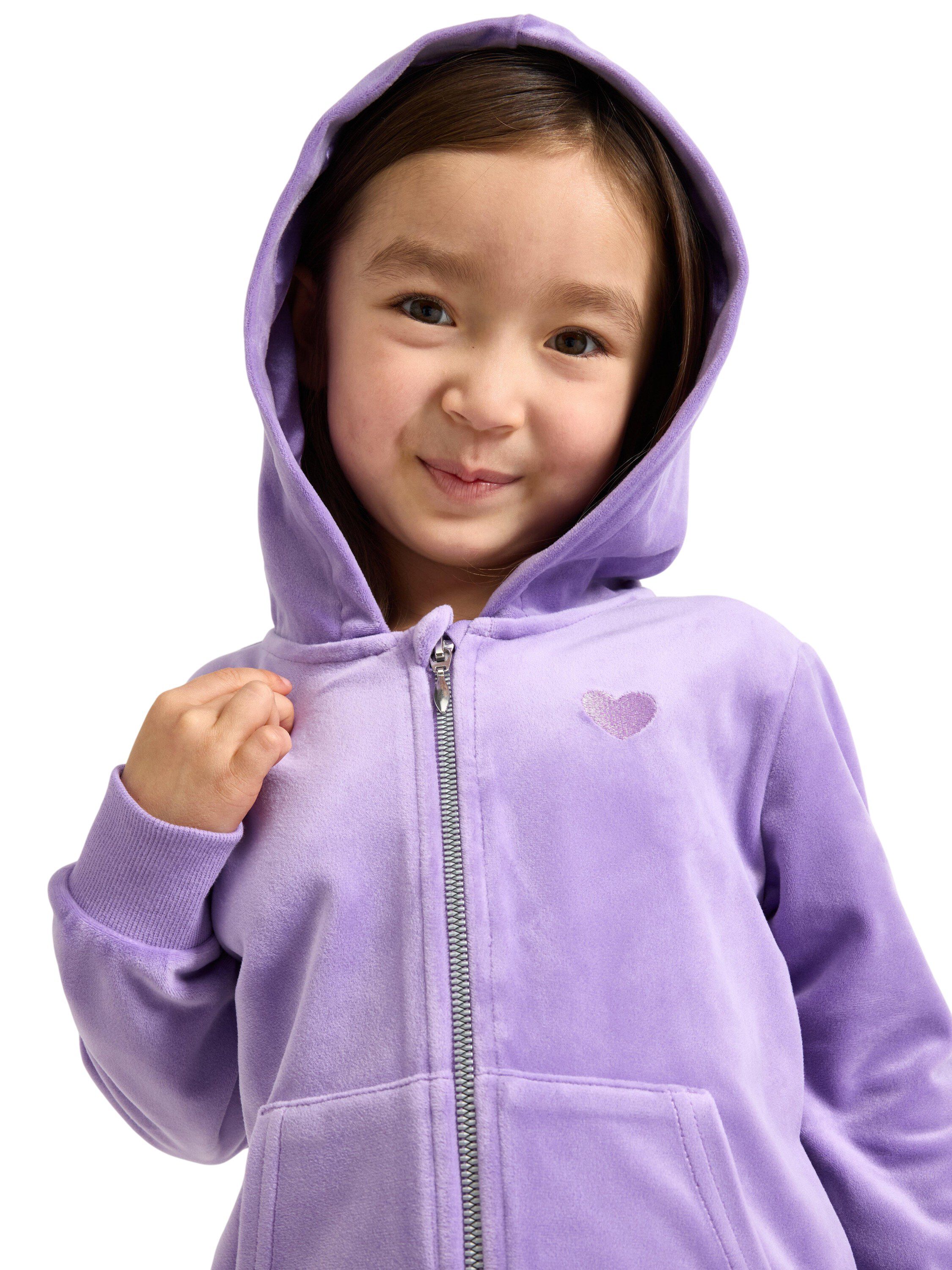 Hoodie i mjuk velour med avslappnad