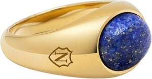 Gold Oval Signet Ring with Blue Lapis